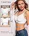 HORISUN Jelly Wireless Bra V-Neck Lace Trim Womens No Underwire Bras Supportive Comfortable Seamless Tshirt Bras (White 36DD)