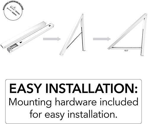 Stock Your Home Single Foldable Clothing Rack, Wall-Mounted Retractable Clothes Hanger For Laundry Dryer Room, Hanging Drying Rod, Small Collapsible Folding Garment Racks, Dorm Accessories (White) #TOP3