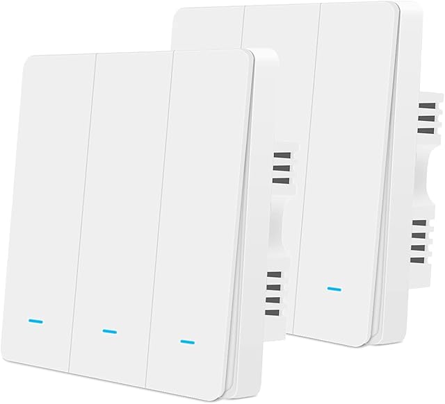 Xenon Smart Zigbee Light Switch:Push Button Wall Switches Compatible with Alexa Google Assistant Remote Control Timer, Tuya Hub and Neutral wire Needed CE-RED CE-REACH certified white 3 Gang 2 pack
