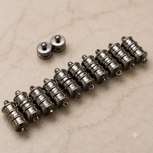 Image of Beadsnfashion 10 Pcs Tube Magnetic Clasp - 18x6mm, Nickel Finish | Premium Magnetic Clasp for Jewellery Making, Bracelets & Necklaces | Essential Jewelry Findings Kit