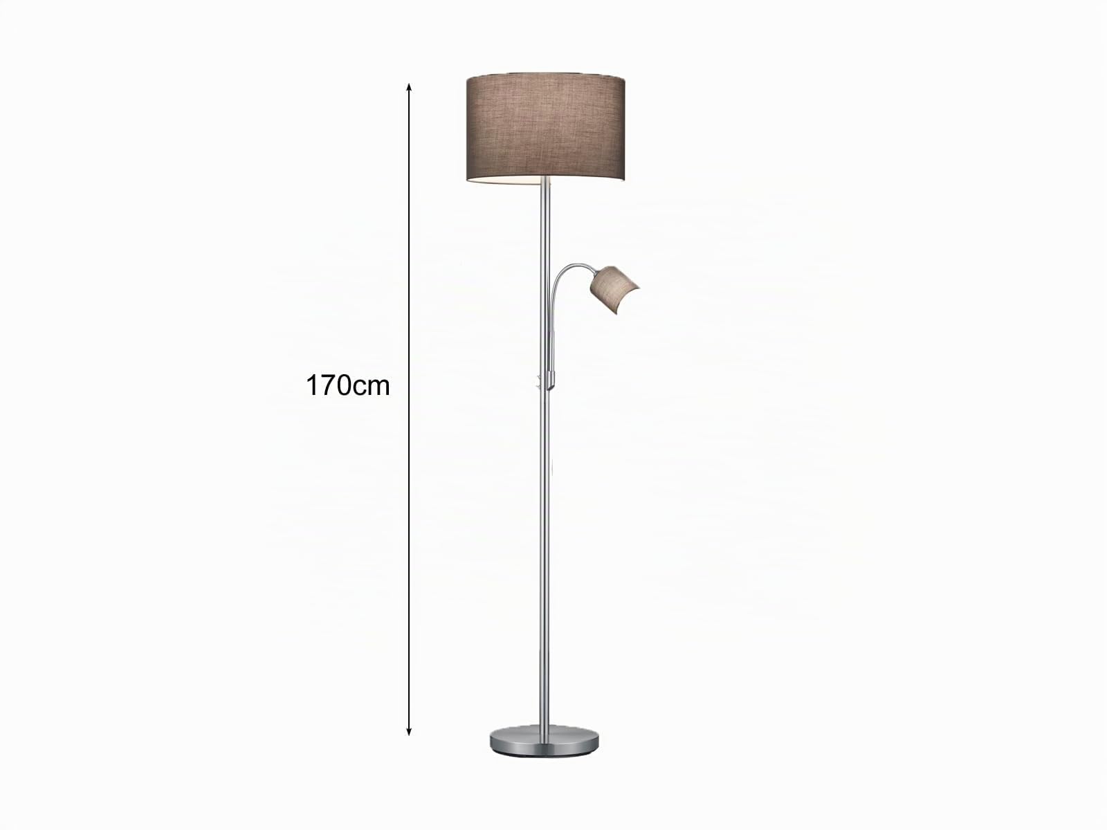Trio Lighting 403900211, lampada da terra in metallo, nichel opaco, ‎40 x 40 x 170 cm