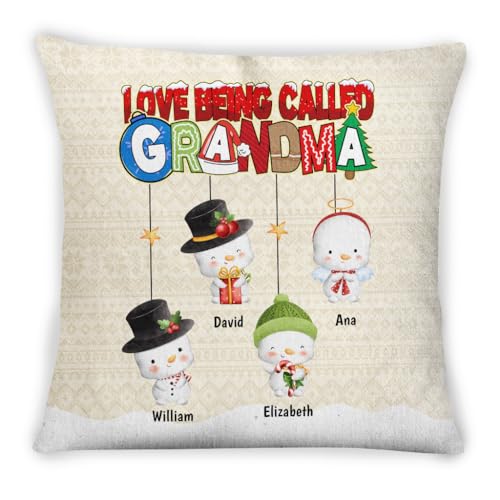 Grandma Gifts, Love Being Called Grandma Cute 4 Kids Hanging Snowflake, Personalized Square Pillow, Gifts for Grammy Grammie from Family Members, Sofa Couch Cushion, Gifts for Christmas