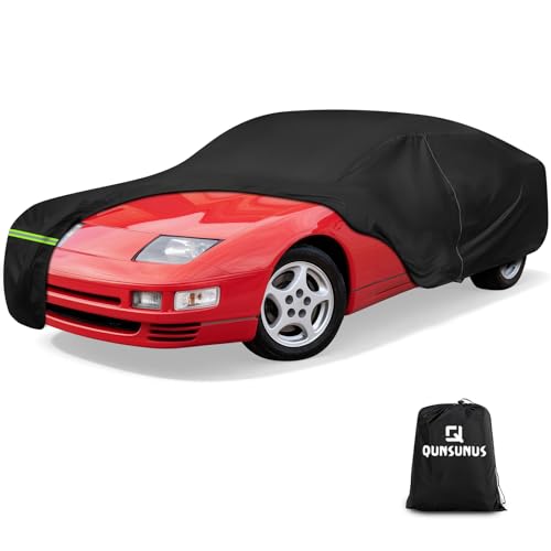 Image of QUNSUNUS Car Cover for Nissan 260Z /280Z /280ZX /300ZX 1974-1996, Waterproof 300ZX Car Covers with Cotton Lining, All Weather Cover with Straps and Zipper