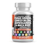 Clean Nutraceuticals Panax Ginseng Ginkgo Biloba Ashwagandha Maca Root - Focus Supplement Pills for Women and Men with Pine Bark Extract, Garlic, and Saw Palmetto - 60 Caps