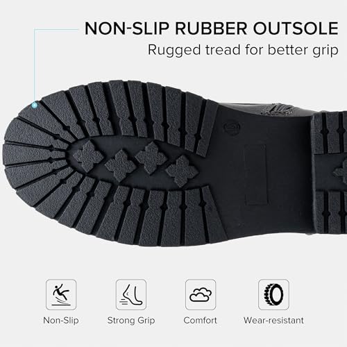 Vepose Women's Combat Boots Low Heel, Mid Calf Military Boots with Card Knife Wallet Pocket4