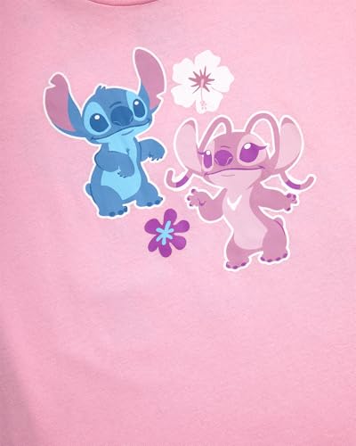 Image of Disney Girls Minnie Mouse and Lilo Cotton Blend Crew Neck Graphic T-Shirt