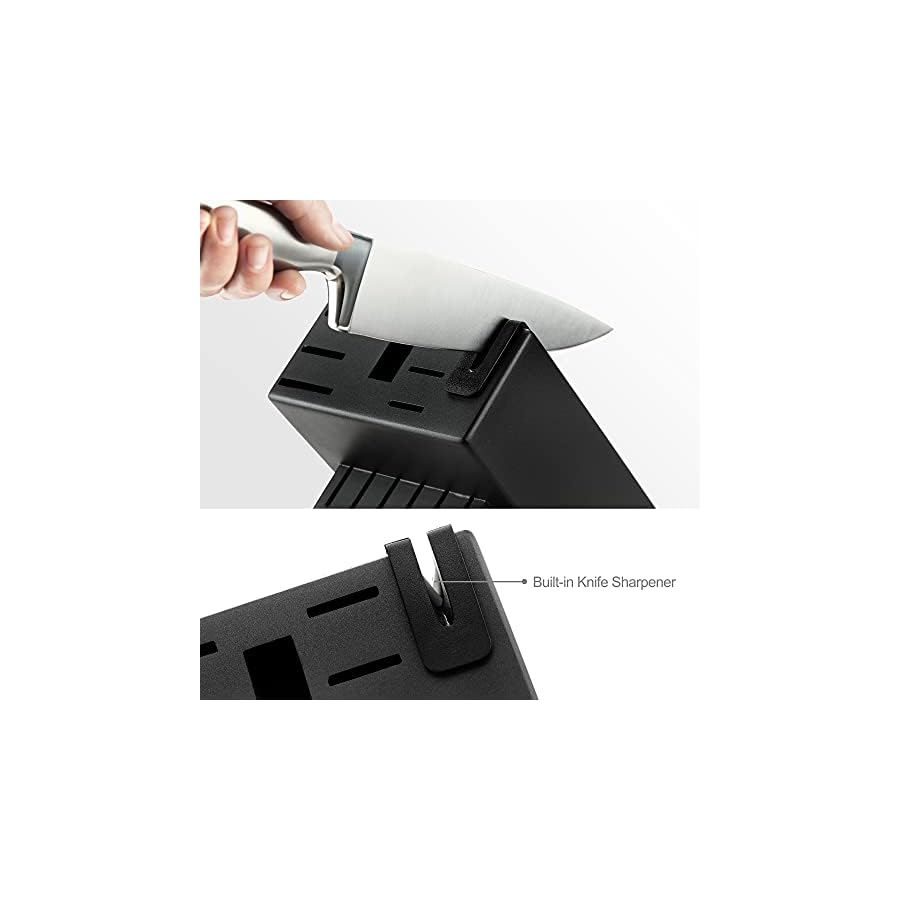 McCook MC69B Stainless Steel Kitchen Knives Block Set + MCW11 Bamboo Cutting Boards Set of 4 (Large, 17”11.4”0.8”)