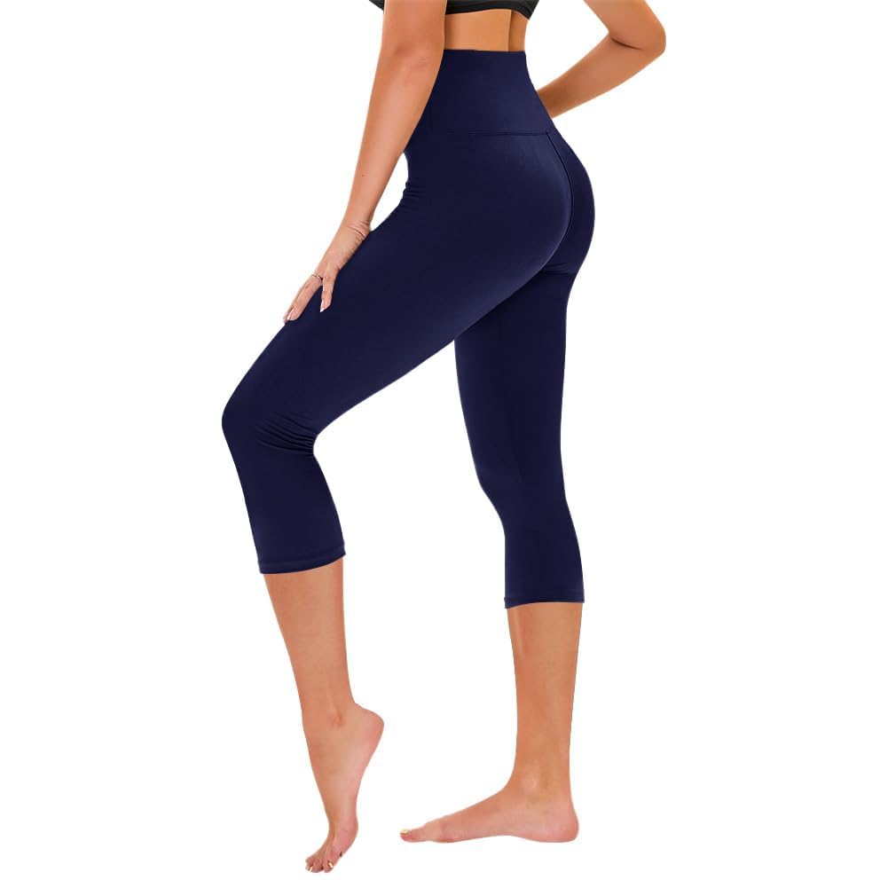 TNNZEET Capri Leggings for Women - Tummy Control High Waisted Soft Yoga Pants for Gym Workout