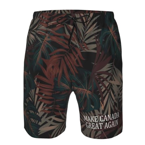 Make Canada Great Again Men's Casual Board Shorts - Elastic Waist Drawstring Swim Trunks Swimwear Bathing Suits,4