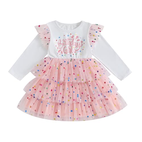 Toddler Baby Girl Birthday Dress Birthday Girl Ruffle Sleeve Sequin Tutu Dresses Little Princess Cake Smash Outfit