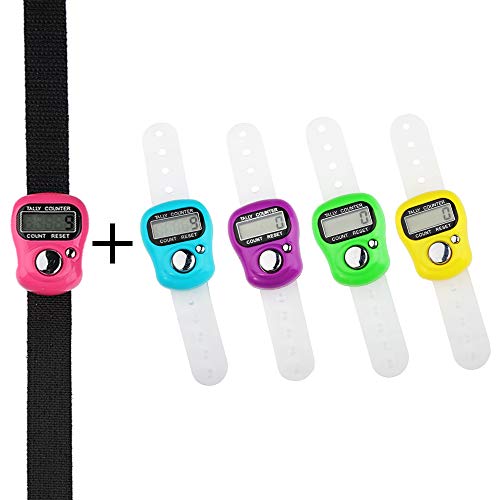 YarnLadies 5pcs Case Resettable 5 Digit LCD Finger Counter Hand Tally Counter