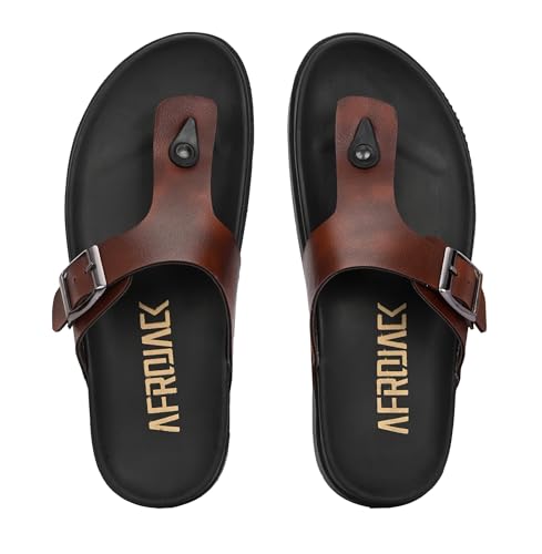 Image of AFROJACK Men's Sandals | Casual Sandal /Slippers For Men With PU Upper | Comfortable Sole Stylish & Durable Design | Slip-on Style | Light Weight, s4700