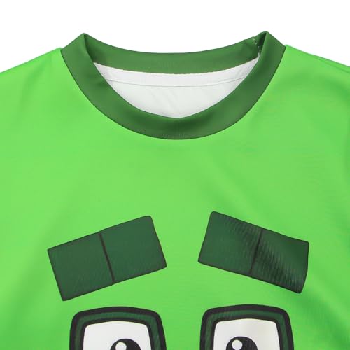 Image of Boys Girls Numbers Long Shirts and Pants Sets Cartoon Little Kids Casual Daily Homewear for 3-10 Years (Green, 130)