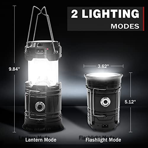 Led Camping Lantern Emergency Light Solar Ac Rechargeable, 4-Pack, Civikyle Portable Flashlight Outdoor Lamp Camping Accessories Gear Supplies Hurricane Storm Home Power Outage Kit #TOP1
