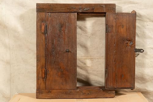 Biscottini Innentür Fenster L 50,5 x T 7,5 x H 60,5 cm - Holztür - Türen für Innen und Außen - Wohnkultur