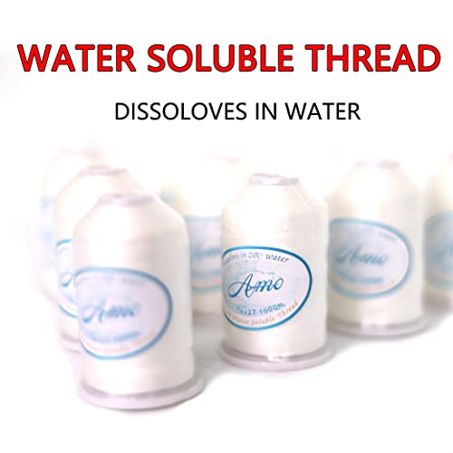 Hilo soluble en agua blanco crudo 1000 m enrollado miniatura 2