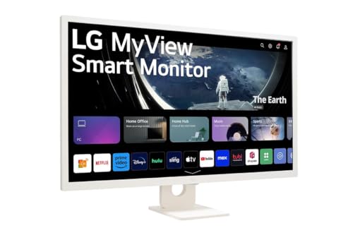 Image of LG 32SR50F-W 32 inch Full HD (1920 x 1080) IPS Smart Monitor with webOS, ThinQ Home Dashboard, AirPlay 2, Screen Share, Bluetooth, 2xHDMI, 2xUSB, Remote Control, White