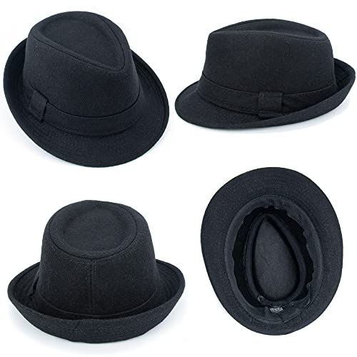Classic Manhattan Fedora Hat For Men - Unisex Classic Trilby Felt Panama Cap (M-L) Black #TOP5