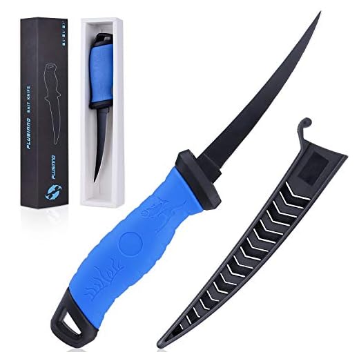 PLUSINNO Fishing Fillet Knife, Professional Bait Knives for Filleting Fish and Boning Meat, Razor Sharp 5Cr13 Stainless-Steel Blade, Comfortable Non-Slip Grip, ABS Protective Sheath (6" Fillet Knife)