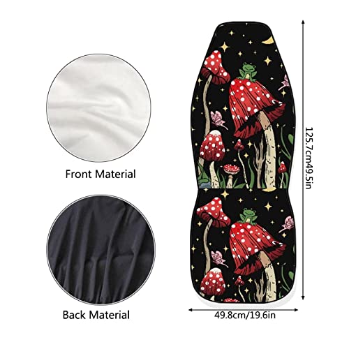 Fuibeng Frog Mushroom Car Seat Cover Set 2 Piece Set Moon Stars Butterfly Mushroom Auto Seat Covers Only Front Universal Vehicle Bucket Seats Cushion Protection Accessory For Women Men #TOP6
