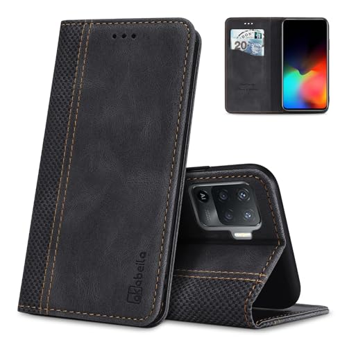 Étui pour Samsung S24 FE AKABEILA en cuir noir avec béquille