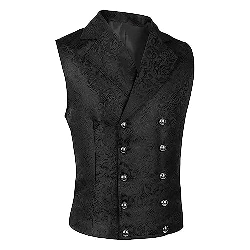 Mens Gothic Steampunk Double Breasted Vests Slim Fit Formal Waistcoat Victorian Suit Vest Business Dress Vest Coat2