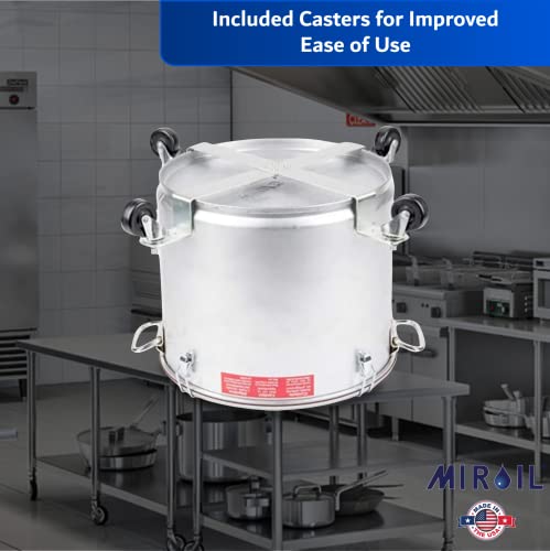 MirOil 7 Gallon Oil Disposal Caddy with Caster Wheels, USA Made Deep Fryer Grease Bucket Pot with Lid Lock & Lock Clip, 55Lb. Frying Oil Disposal Storage Container, Filtering Hot Cooking Grease - 60LC