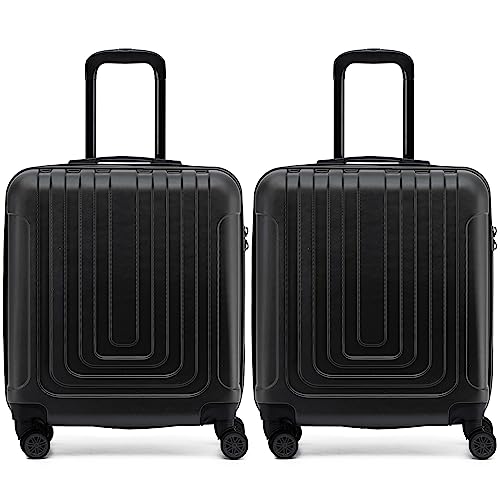 Flight Knight Premium Set of 2 Lightweight Cabin Suitcase - 8 Spinner Wheels - Built-in TSA Lock & USB Port - Luggage Approved for easyJet Flexi Fare Overhead Carry On - 56x45x25cm