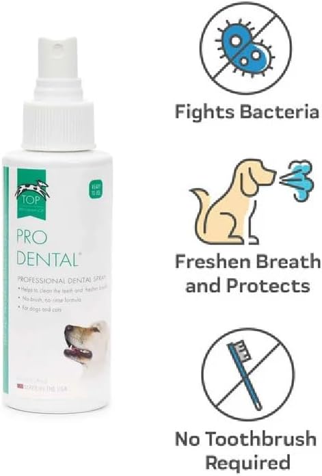Dog and Cat Pro Dental Spray Easy Use for Fresh Pet Breath Oral Health 4 oz (3 Bottles)