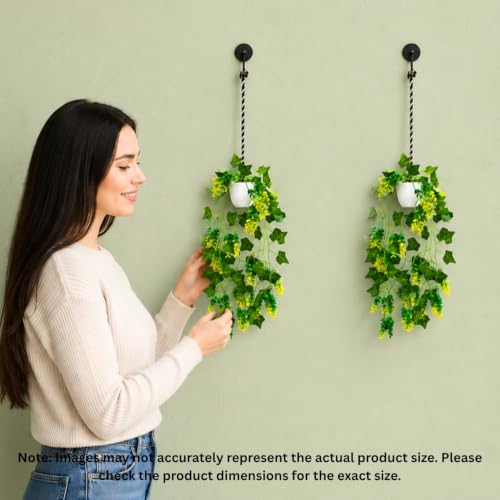 Image of fancymart Artificial Hanging Ivy Plant with White Hanging Pot & Rope, 60 cm Height, Pack of 2, Realistic Green Leaf Creeper for Home, Office, Living Room & Wall Decor
