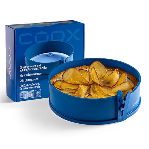 coox Springform mit Glas-Servierplatte & Glasfüßen Ø 26 cm - Backen & Servieren in Einem I Antihaft-Silikon I Spülmaschinenfest I Kein Umsetzen I BPA-frei Blau