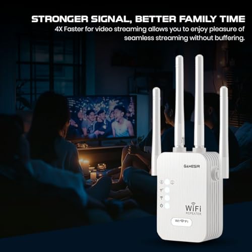 Image of GameSir WiFi Repeater 300Mbps Wireless Range Extender | 4 High-Gain Antennas | WiFi Signal Booster for Home, Office, | Supports WPS, AP & Repeater Mode (6)
