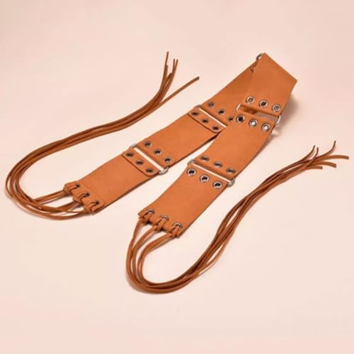 Versatile Long Tassel Decoration Knotted Belt Women's Wide Waist Belt Retro Punk Style Belt for Trench Coat Fur2