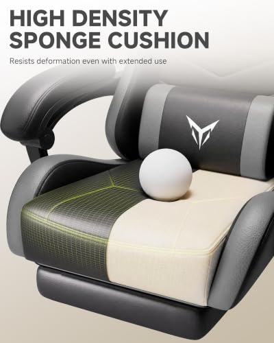 Image of LUCKRACER Gaming Chair, Comfy Computer Chair w /Footrest for Adults, Gray
