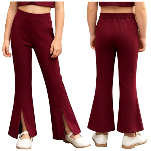 Pantalones de niñas elegantes corte recto con división sofisticada en tobillo 2