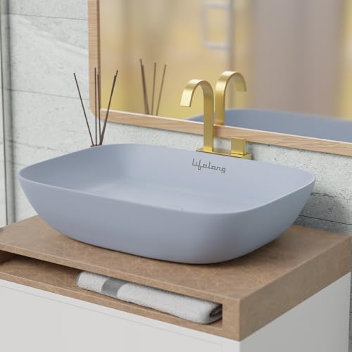 Lifelong Wash Basin for Bathroom - Blue Table Top Washbasin - Counter Top Vessel Sink for Bathroom, Dinning Hall, Vanity - Ceramic Glossy Finish - 45x31.5X13.5 cm (LLBBL01) (B0D14G977W) Amazon Price History, Amazon Price Tracker