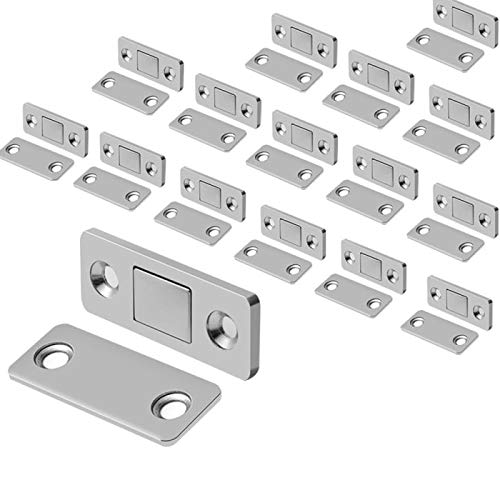 Mousike Magnetic Door Catch Ultra Thin Cabinet Magnets Stainless Steel Drawer Magnet Catch for Sliding Door Closure Kitchen Cabinet Cupboard Closet Closer (16 Pack)