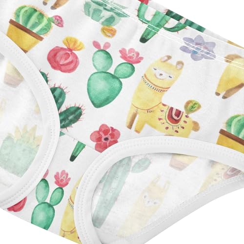 Stylish Girls Underwear Toddlers 2t Cotton Panties Little Girl Yellow Llamas Plants Cactus Briefs Underpants4