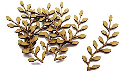 10pcs Wooden Branch Leaf Tree Craft Shape MDF Blank Embellishment Laser Cutout Decoration (2,5cm), Natural