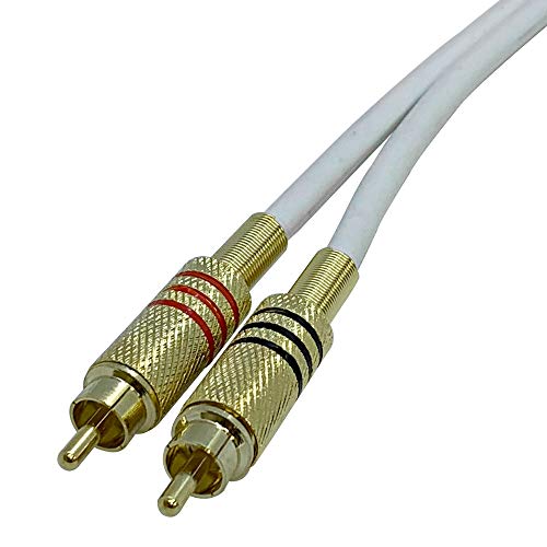 Cable de audio 2RCA a 2RCA dual macho blanco SAPRCA2-2 para optimizar equipos de sonido estéreo 2