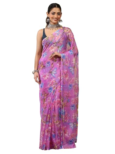 Image of Garden Vareli Floral Print Chiffon Saree