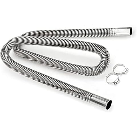 Voarge Tubo de escape de acero inoxidable de 200 cm para calefacción de coche y generadores de electricidad con abrazaderas Cover