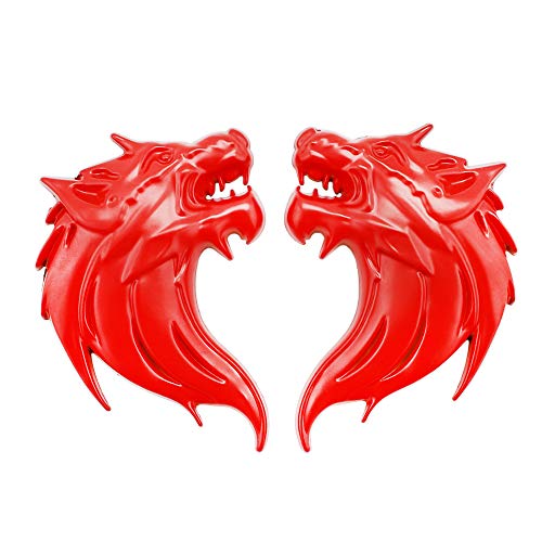 UpAuto 2 peças Cool Wolf Head Car Side/Traseira/Frontal Emblema Emblema 3D autoadesivo placa de iden