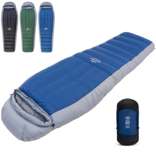 Bolsa de dormir Mummy Down, relleno 600 Fill Power, ligera y compacta, para clima frío y cálido, para camping adulto miniatura 1
