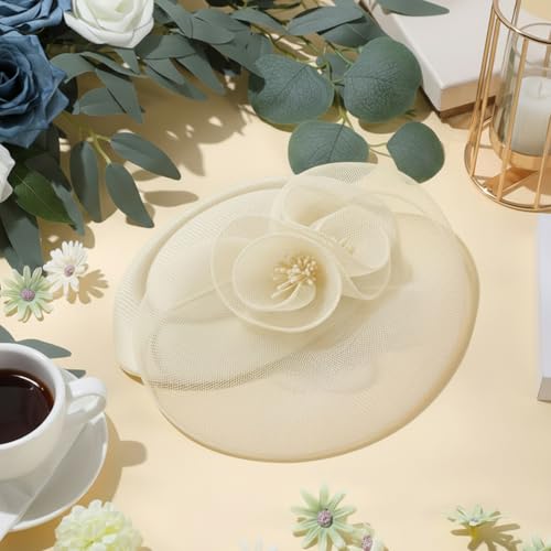 Image of DRESHOW Fascinators Hat Feather Headband Women's Fascinators Tea Party Headwear with Clip Flower Head Band for Girls & Women