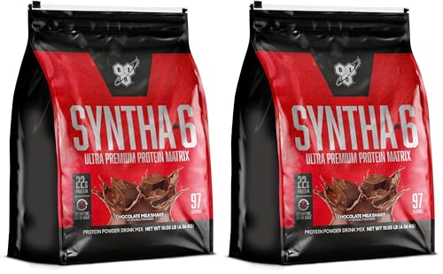 Image of BSN SYNTHA-6 Whey Protein Powder with Micellar Casein, Chocolate Milk Protein Isolate Powder, Chocolate Milkshake, 97 Servings (Package May Vary), 10.05 Pound (Pack of 2)