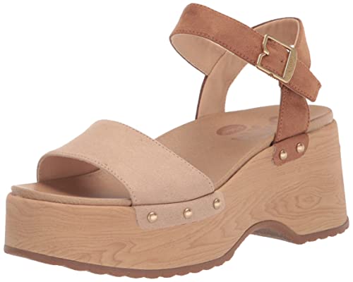 Dr. Scholl's Womens Dublin Platform Wedge Sandal Light Brown Fabric 8 M