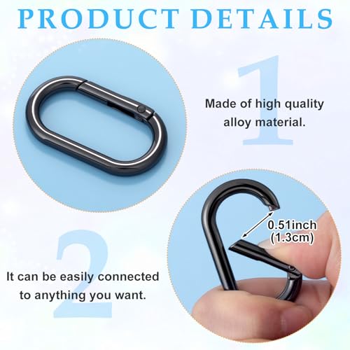 Image of Oval Spring Ring Clips, Metal Keyring Purse Clip