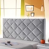Funda de cabecero de terciopelo tamaño King, protector a prueba de polvo para cabecero de cama, acolchado de color sólido, ajuste universal, gris, 120 cm