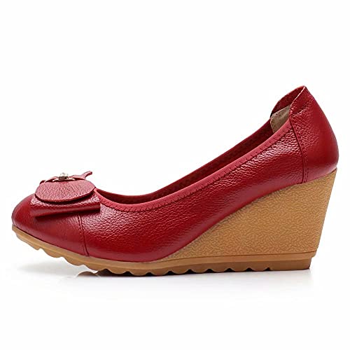 TN TANGNEST Women's Comfort Wedge Pump Round Toe Slip On Dress Pumps2